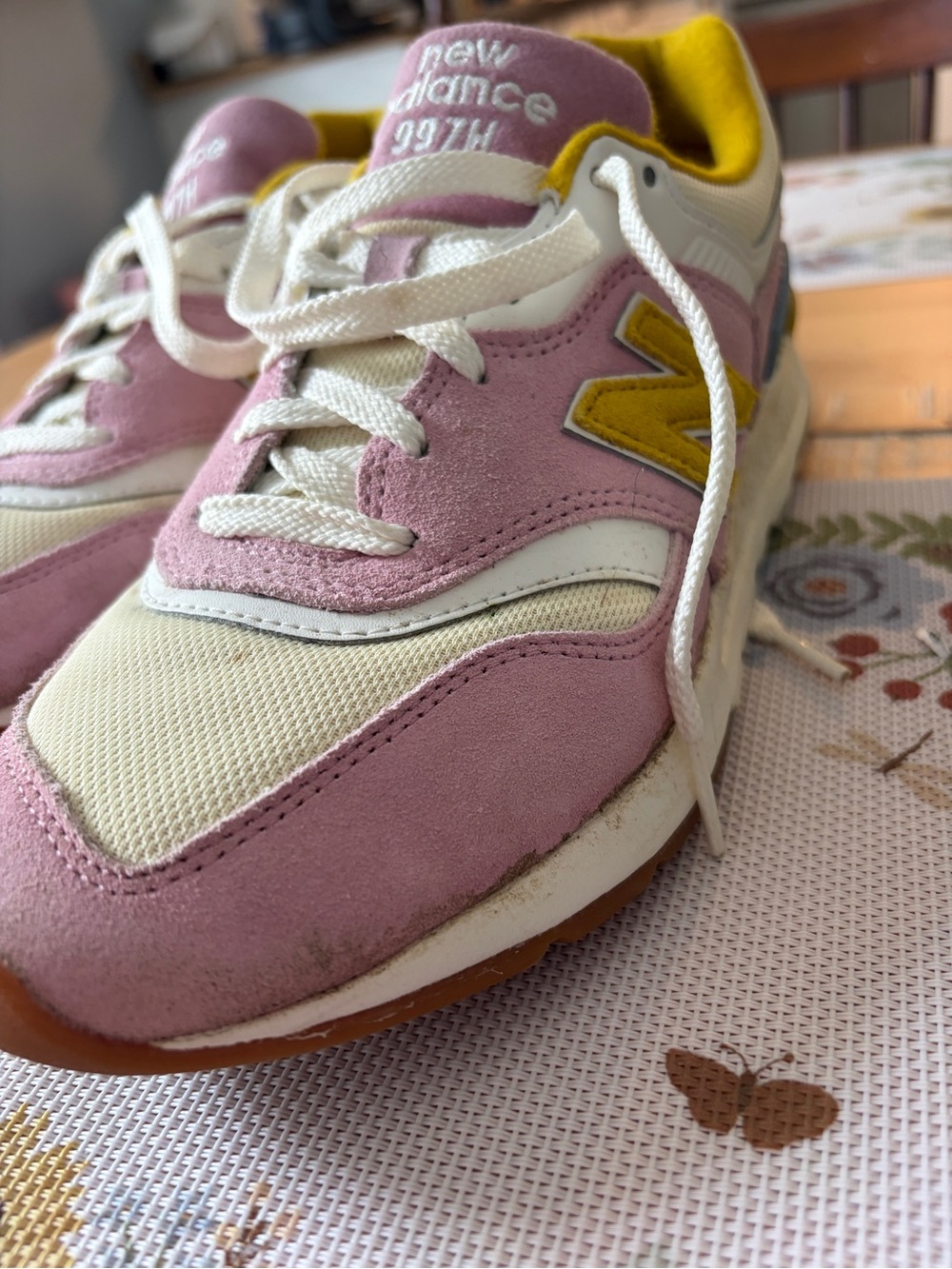 New Balance Pink and Yellow 997H Sneakers - Picture 11 of 11